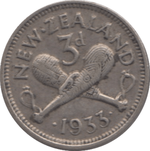 1933 NEW ZEALAND SILVER SIXPENCE - SILVER WORLD COINS - Cambridgeshire Coins