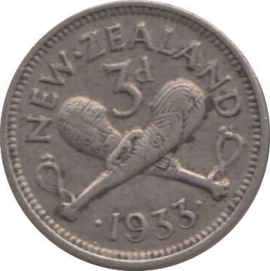 1933 NEW ZEALAND SILVER SIXPENCE - SILVER WORLD COINS - Cambridgeshire Coins