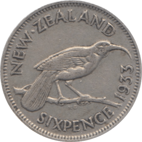 1933 NEW ZEALAND SILVER SIXPENCE - SILVER WORLD COINS - Cambridgeshire Coins