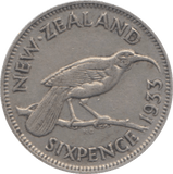 1933 NEW ZEALAND SILVER SIXPENCE - SILVER WORLD COINS - Cambridgeshire Coins