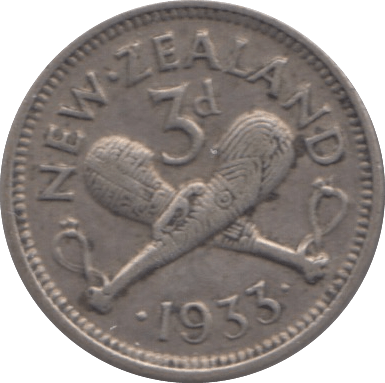 1933 NEW ZEALAND SILVER SIXPENCE - SILVER WORLD COINS - Cambridgeshire Coins