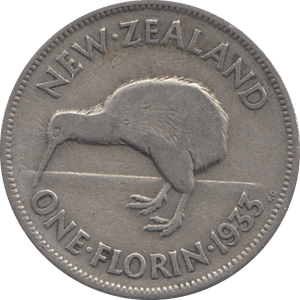 1933 ONE FLORIN NEW ZEALAND SILVER REF 2 - SILVER WORLD COINS - Cambridgeshire Coins