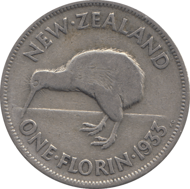 1933 ONE FLORIN NEW ZEALAND SILVER REF 2 - SILVER WORLD COINS - Cambridgeshire Coins