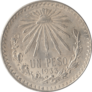 1933 ONE PESO MEXICO - WORLD COINS - Cambridgeshire Coins