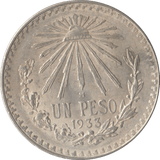 1933 ONE PESO MEXICO - WORLD COINS - Cambridgeshire Coins