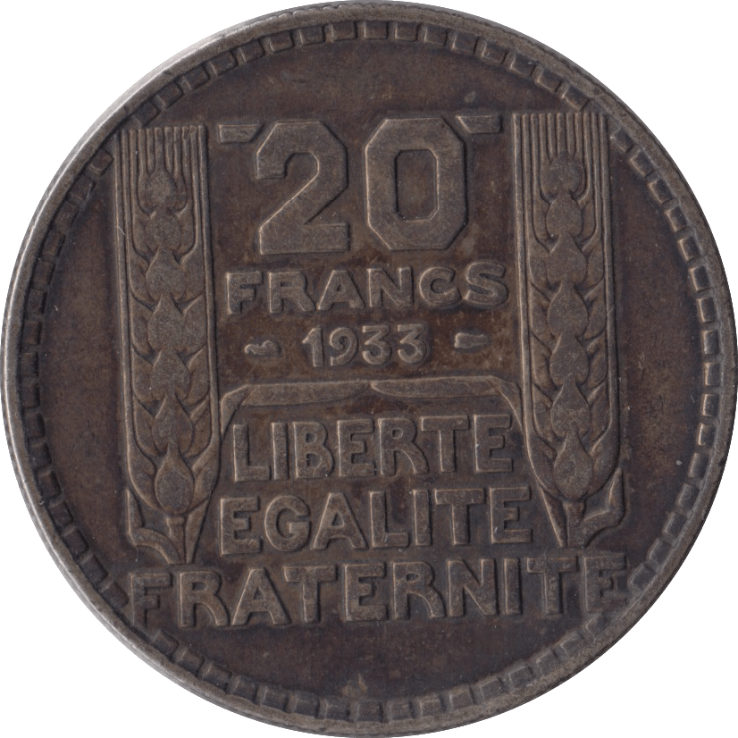 1933 SILVER 20 FRANCS FRANCE - SILVER WORLD COINS - Cambridgeshire Coins