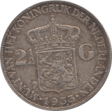 1933 SILVER NETHERLANDS 2 1/2 GUILDER - SILVER WORLD COINS - Cambridgeshire Coins