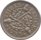 1933 SILVER THREEPENCE ( AUNC ) - Threepence - Cambridgeshire Coins