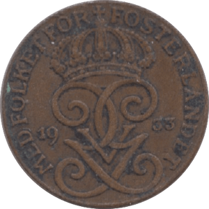 1933 SWEDEN ONE ORE - WORLD COINS - Cambridgeshire Coins