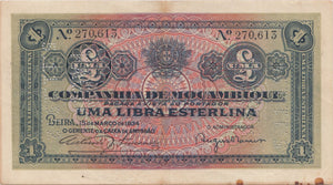 1934 1 LIBRA ESTERLINA BANKNOTE MOZAMBIQUE ( REF 311 ) - World Banknotes - Cambridgeshire Coins