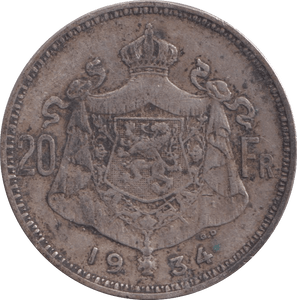 1934 20 FRANCS BELGIUM - WORLD COINS - Cambridgeshire Coins