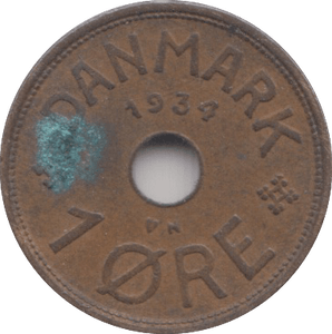 1934 7 ORE DENMARK - WORLD COINS - Cambridgeshire Coins