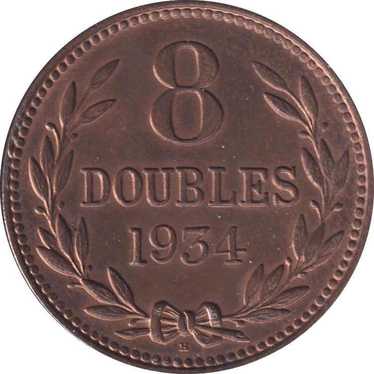 1934 8 DOUBLES GUERNSEY - WORLD COINS - Cambridgeshire Coins