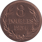1934 8 DOUBLES GUERNSEY - WORLD COINS - Cambridgeshire Coins
