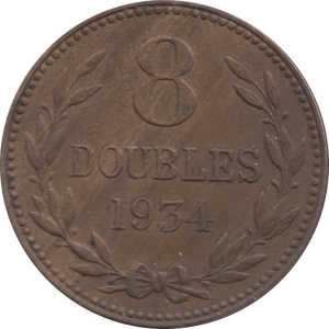 1934 GUERNSEY 8 DOUBLES - WORLD COINS - Cambridgeshire Coins