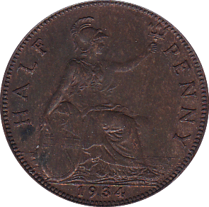 1934 HALFPENNY ( AUNC ) - Halfpenny - Cambridgeshire Coins