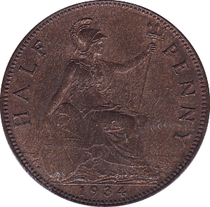 1934 HALFPENNY ( UNC ) - Halfpenny - Cambridgeshire Coins