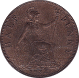 1934 HALFPENNY ( UNC ) - Halfpenny - Cambridgeshire Coins