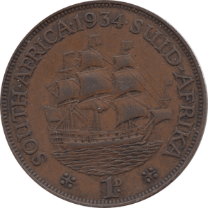 1934 PENNY GEORGE V SOUTH AFRICA REF H126 - WORLD COINS - Cambridgeshire Coins