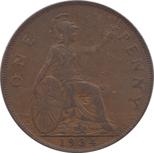 1934 PENNY ( GVF ) - Penny - Cambridgeshire Coins