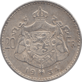 1934 SILVER BELGIUM 20 FRANCS - SILVER WORLD COINS - Cambridgeshire Coins