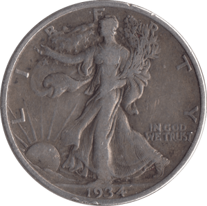 1934 SILVER HALF DOLLAR USA ( SAN FRANCISCO MINT ) - SILVER WORLD COINS - Cambridgeshire Coins