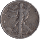 1934 SILVER HALF DOLLAR USA ( SAN FRANCISCO MINT ) - SILVER WORLD COINS - Cambridgeshire Coins