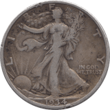 1934 SILVER HALF DOLLAR USA - SILVER WORLD COINS - Cambridgeshire Coins
