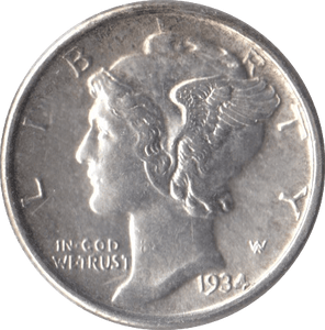 1934 SILVER ONE DIME USA - SILVER WORLD COINS - Cambridgeshire Coins