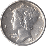 1934 SILVER ONE DIME USA - SILVER WORLD COINS - Cambridgeshire Coins