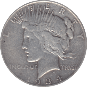 1934 SILVER PEACE DOLLAR USA 6 - WORLD SILVER COINS - Cambridgeshire Coins