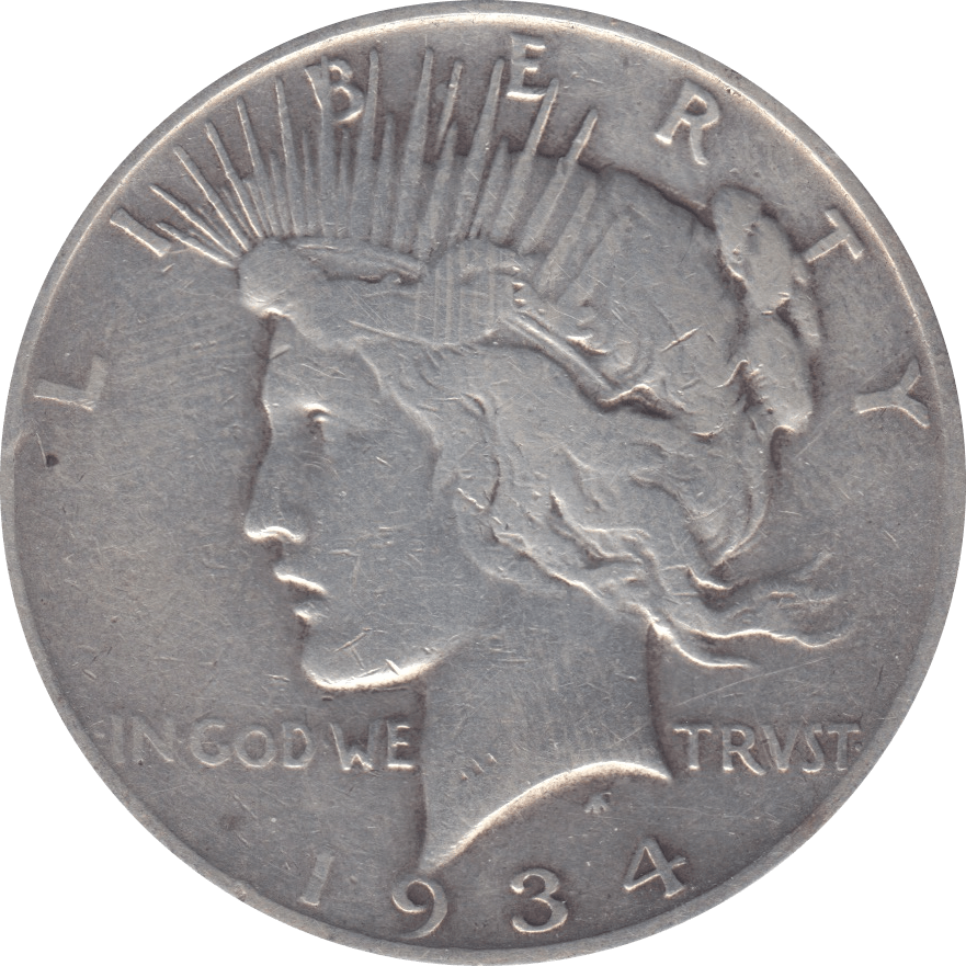1934 SILVER PEACE DOLLAR USA 6 - WORLD SILVER COINS - Cambridgeshire Coins