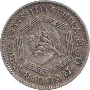 1934 SILVER SIXPENCE SOUTH AFRICA - WORLD SILVER COINS - Cambridgeshire Coins