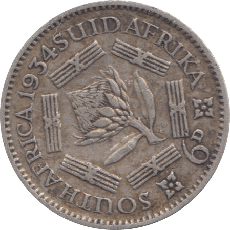 1934 SILVER SIXPENCE SOUTH AFRICA - WORLD SILVER COINS - Cambridgeshire Coins