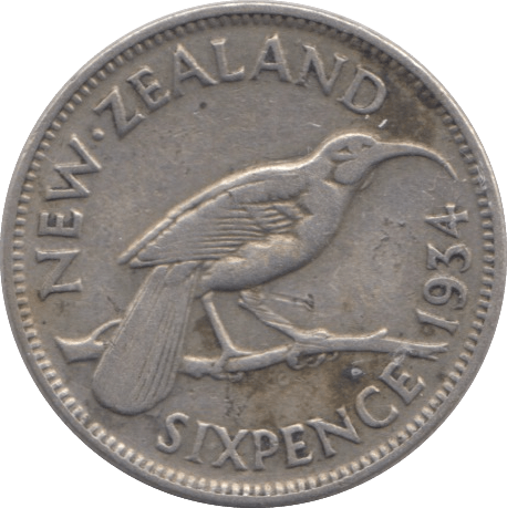 1934 SIX PENCE NEW ZEALAND SILVER - SILVER WORLD COINS - Cambridgeshire Coins