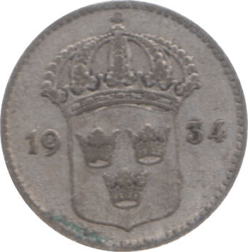 1934 SWEDEN 10 ORE - SILVER WORLD COINS - Cambridgeshire Coins