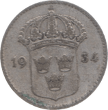 1934 SWEDEN 10 ORE - SILVER WORLD COINS - Cambridgeshire Coins