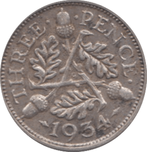 1934 THREEPENCE ( AUNC ) - Threepence - Cambridgeshire Coins