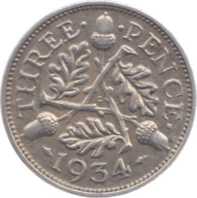 1934 THREEPENCE ( EF ) 23 - Threepence - Cambridgeshire Coins
