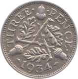 1934 THREEPENCE ( EF ) 23 - Threepence - Cambridgeshire Coins