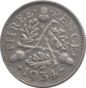 1934 THREEPENCE ( VF ) - Cambridgeshire Coins