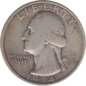 1934 USA SILVER 1/4 DOLLAR - SILVER WORLD COINS - Cambridgeshire Coins