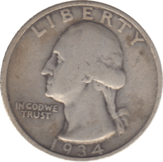 1934 USA SILVER 1/4 DOLLAR - SILVER WORLD COINS - Cambridgeshire Coins