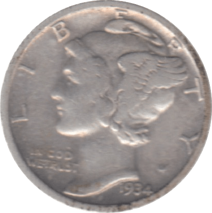 1934 USA SILVER DIME 10 CENTS - SILVER WORLD COINS - Cambridgeshire Coins