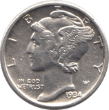 1934 USA SILVER DIME DENVER MINT - SILVER WORLD COINS - Cambridgeshire Coins