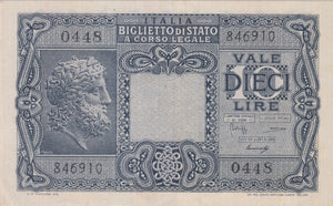 1935 10 LIVRES ITALY BANKNOTE REF 1478 - World Banknotes - Cambridgeshire Coins