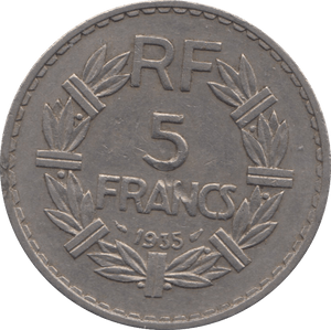 1935 5 FRANCS FRANCE - WORLD COINS - Cambridgeshire Coins