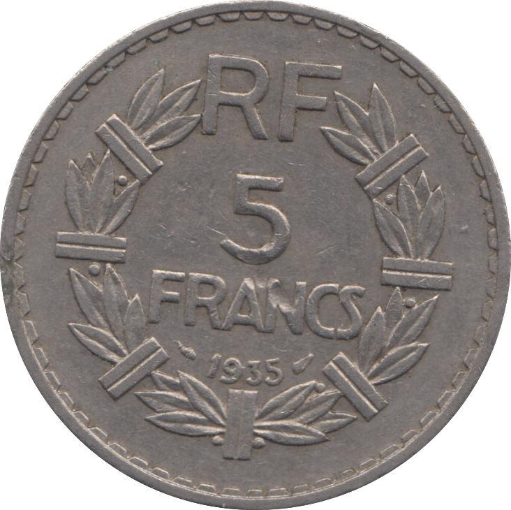 1935 5 FRANCS FRANCE - WORLD COINS - Cambridgeshire Coins