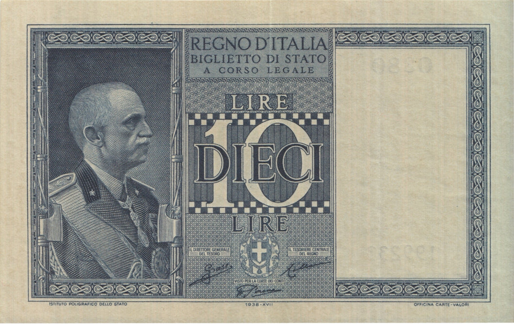 1935 BANK OF ITALY TEN LIRE BANKNOTE REF 1258 - World Banknotes - Cambridgeshire Coins