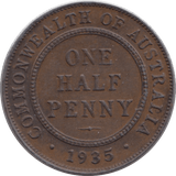 1935 COMMONWEALTH AUSTRALIA HALF PENNY - WORLD COINS - Cambridgeshire Coins